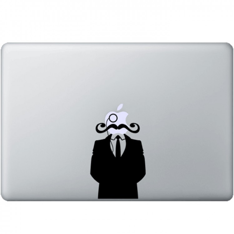 Gentleman met Snor MacBook Sticker Zwarte Stickers